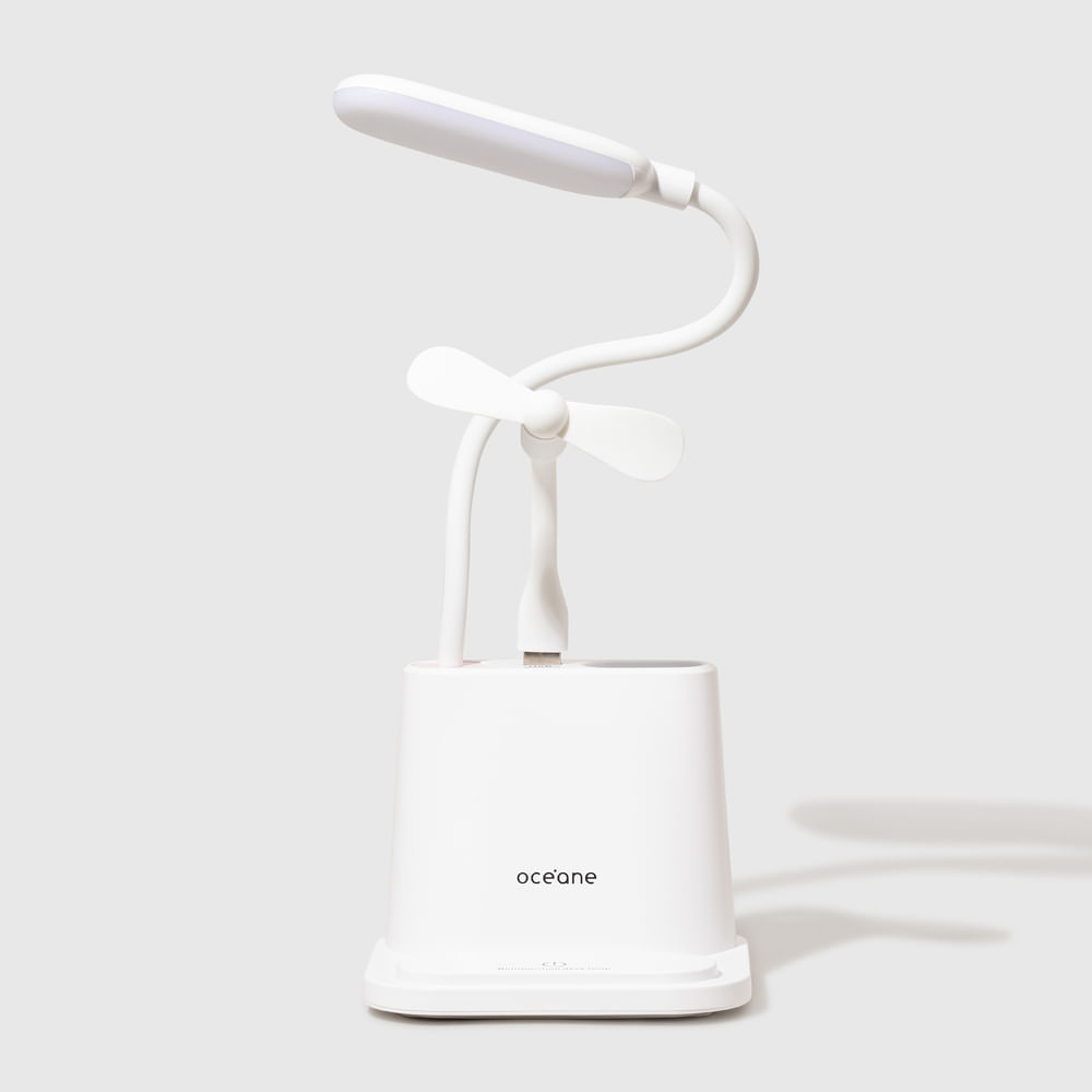 Luminária de Mesa C/ Ventilador Branco - Fan Desk Lamp