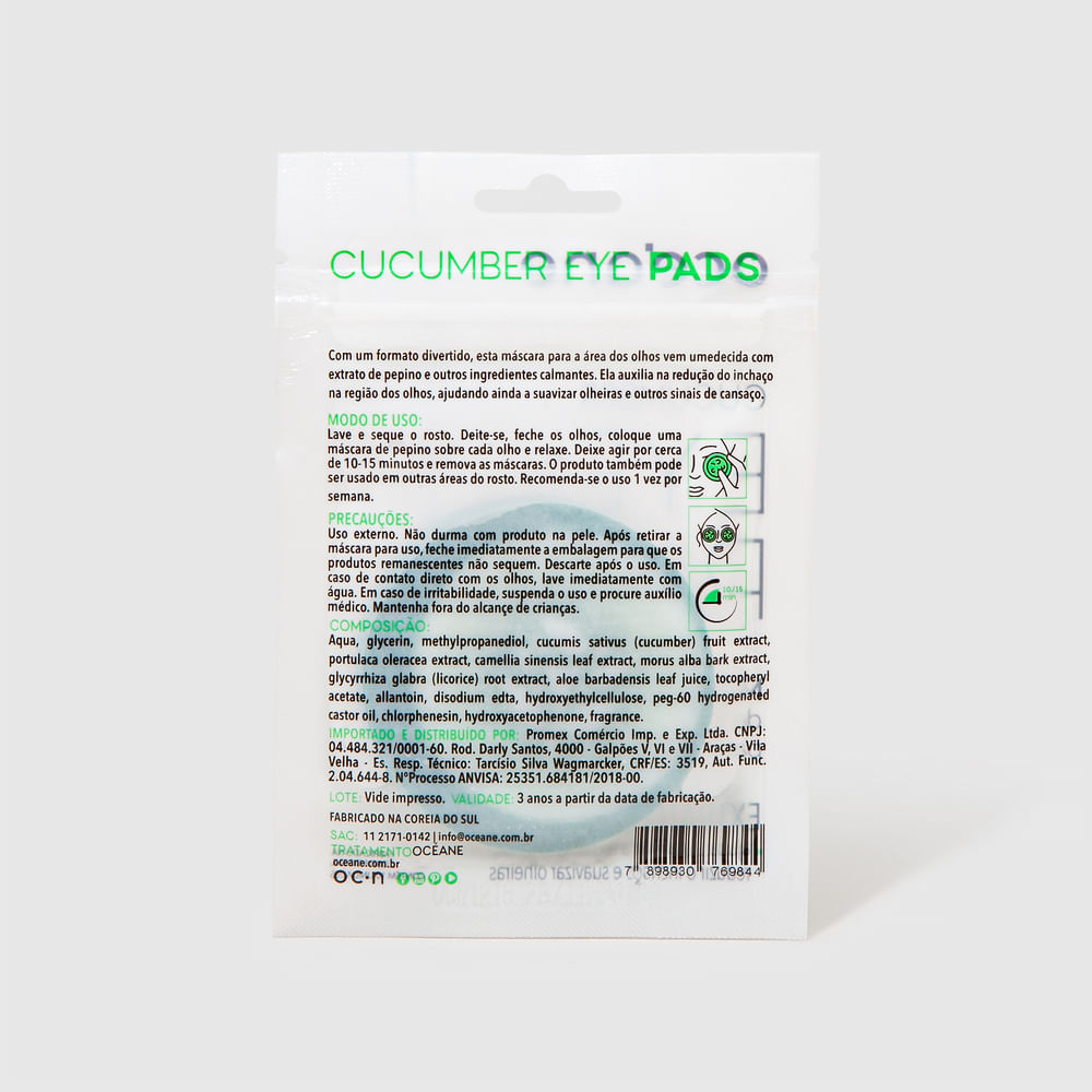 Máscara para Olhos de Pepino - Cucumber Eye Pads 10un - Imagem 3
