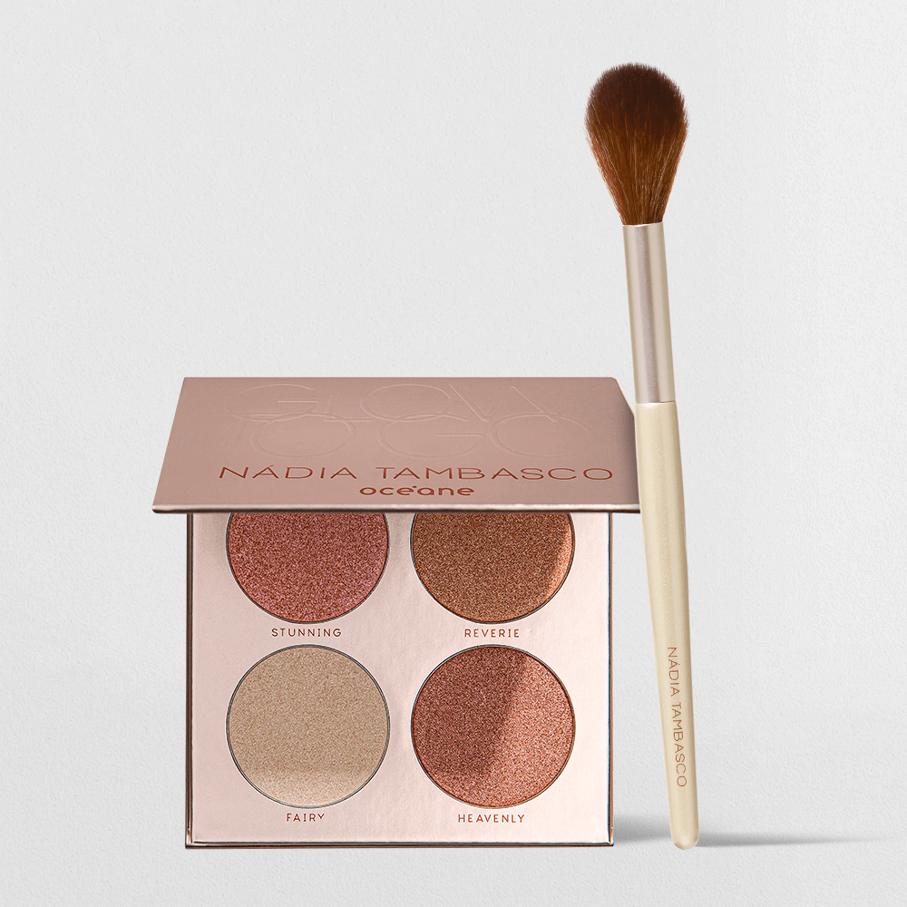 Kit Paleta de Iluminadores + Pincel Nádia Tambasco By Océane (2 Produtos)
