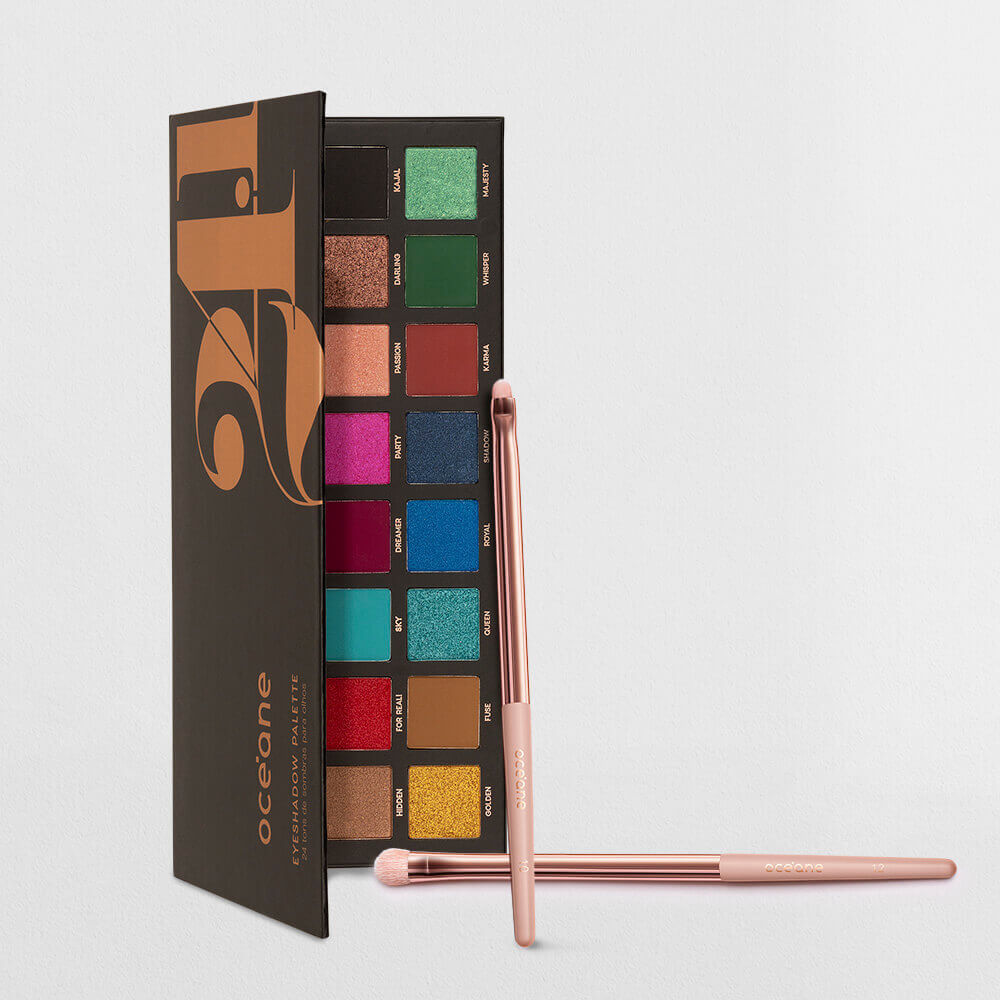 Kit Paleta de Sombras 24.1 Cores + 2 Pincéis (3 Produtos)