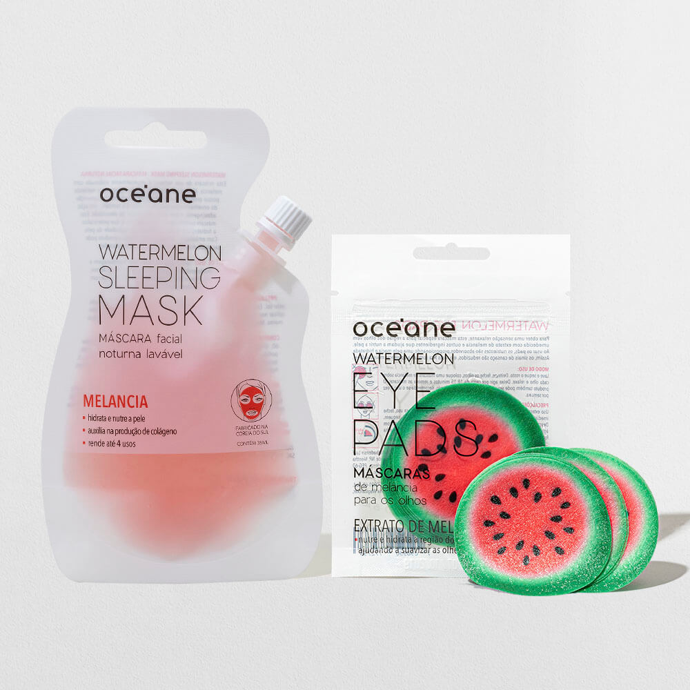 Kit Máscara Facial de Melancia + Máscara para Área Dos Olhos de Melancia (2 Produtos)