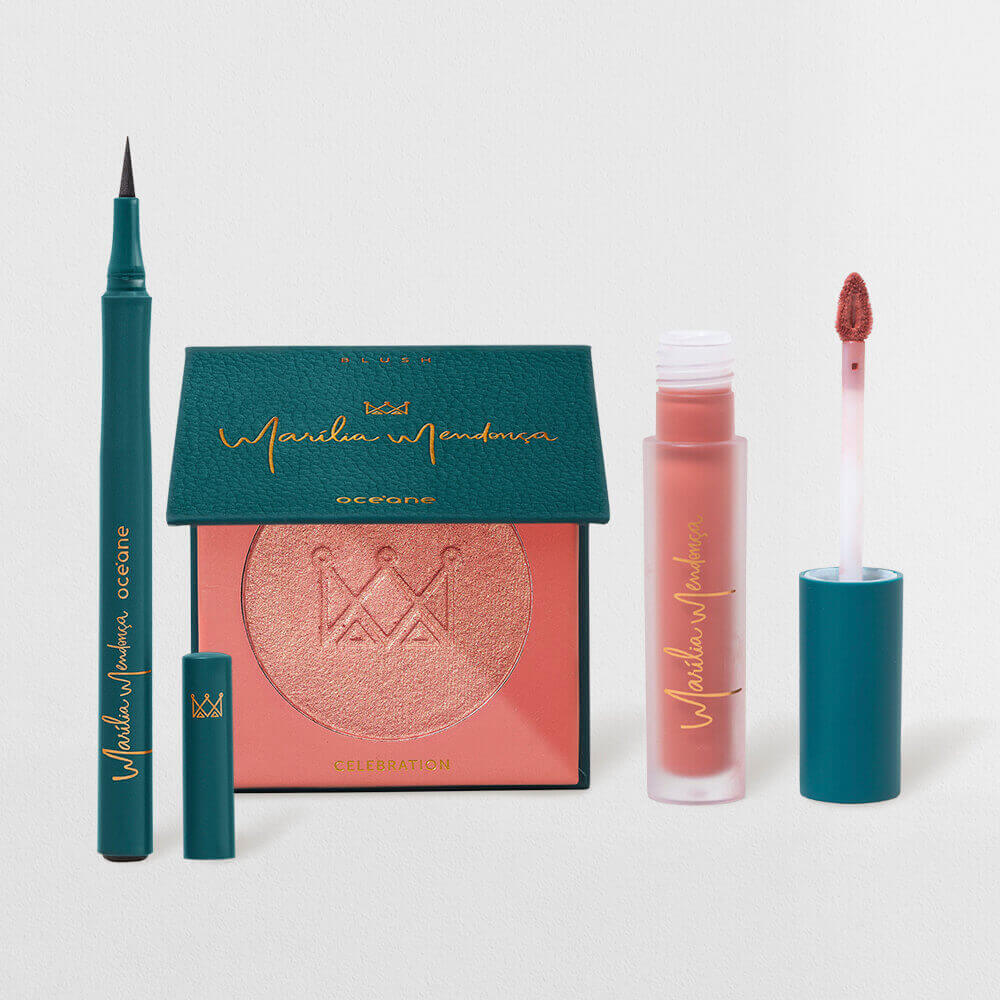Kit Blush Rose Gold + Batom Líquido Nude + Delineadora Marília