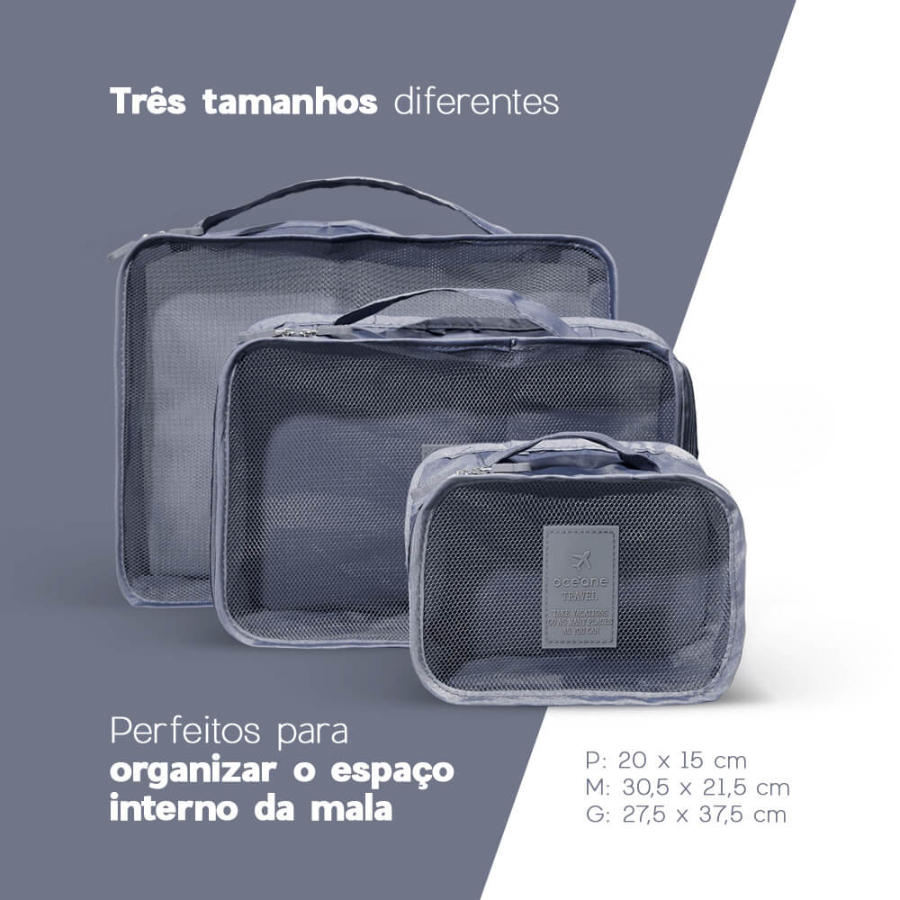 Organizador de Viagem Cinza - Trip Organizer 3un - Imagem 5