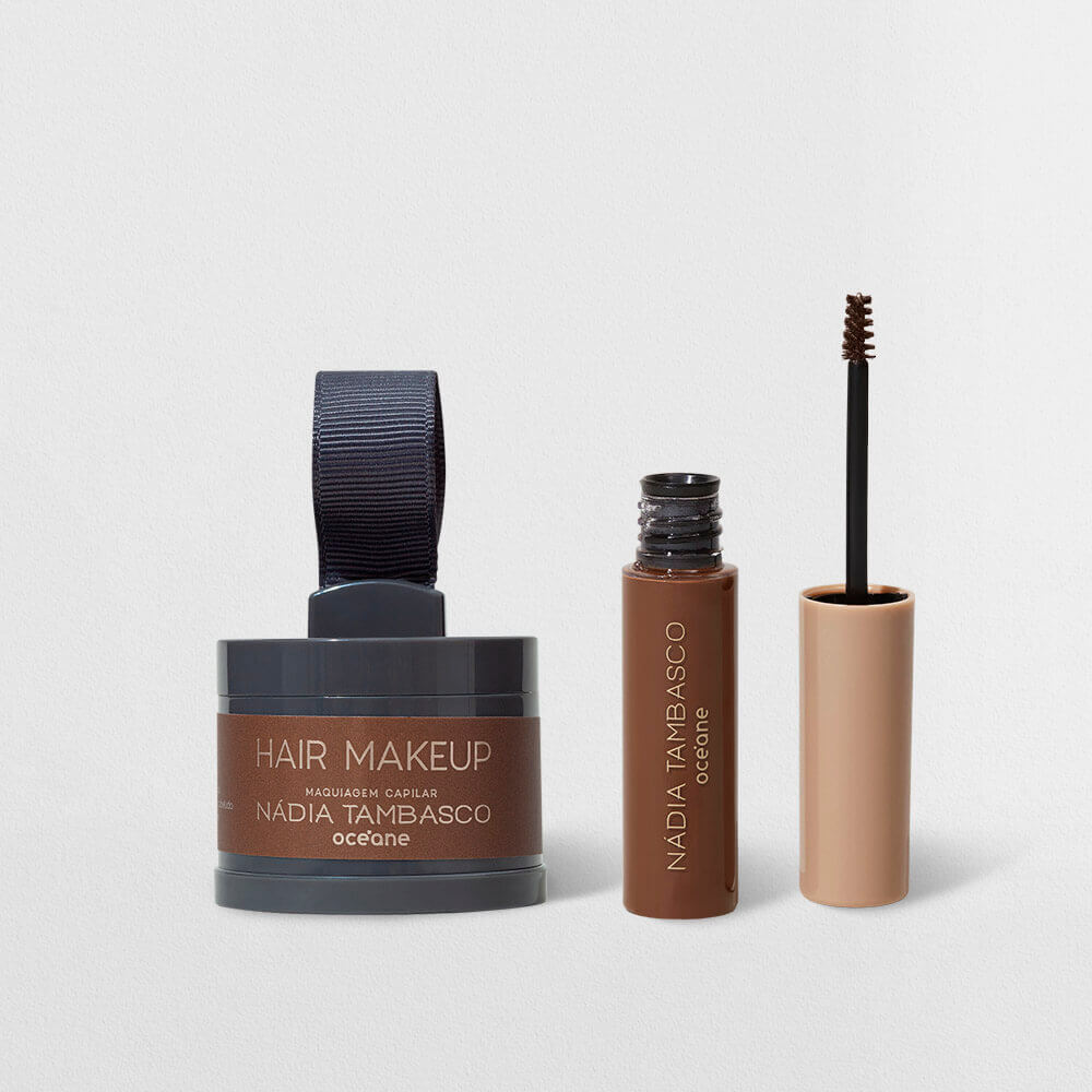 Kit Máscara de Sobrancelha Castanho + Maquiagem Capilar Nádia Tambasco By Océane (2 Produtos)