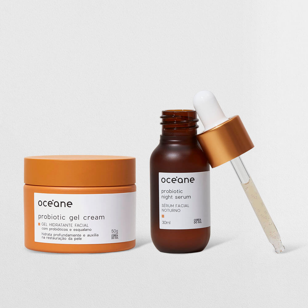 Kit Sérum Noturno + Gel Hidratante Facial com Probióticos (2 Produtos)