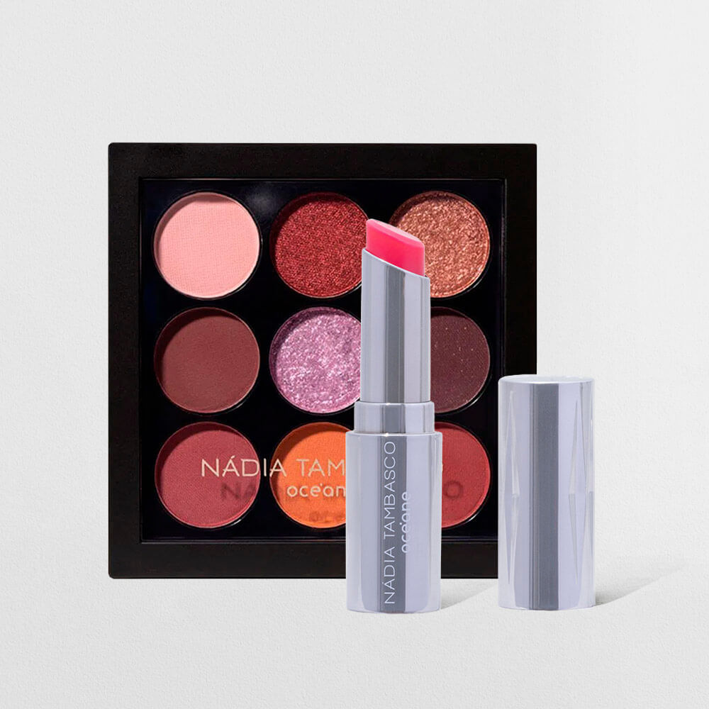 Kit Paleta de Sombras To Go Fire + Revitalizador Labial Rosa Nádia Tambasco By Océane (2 Produtos))