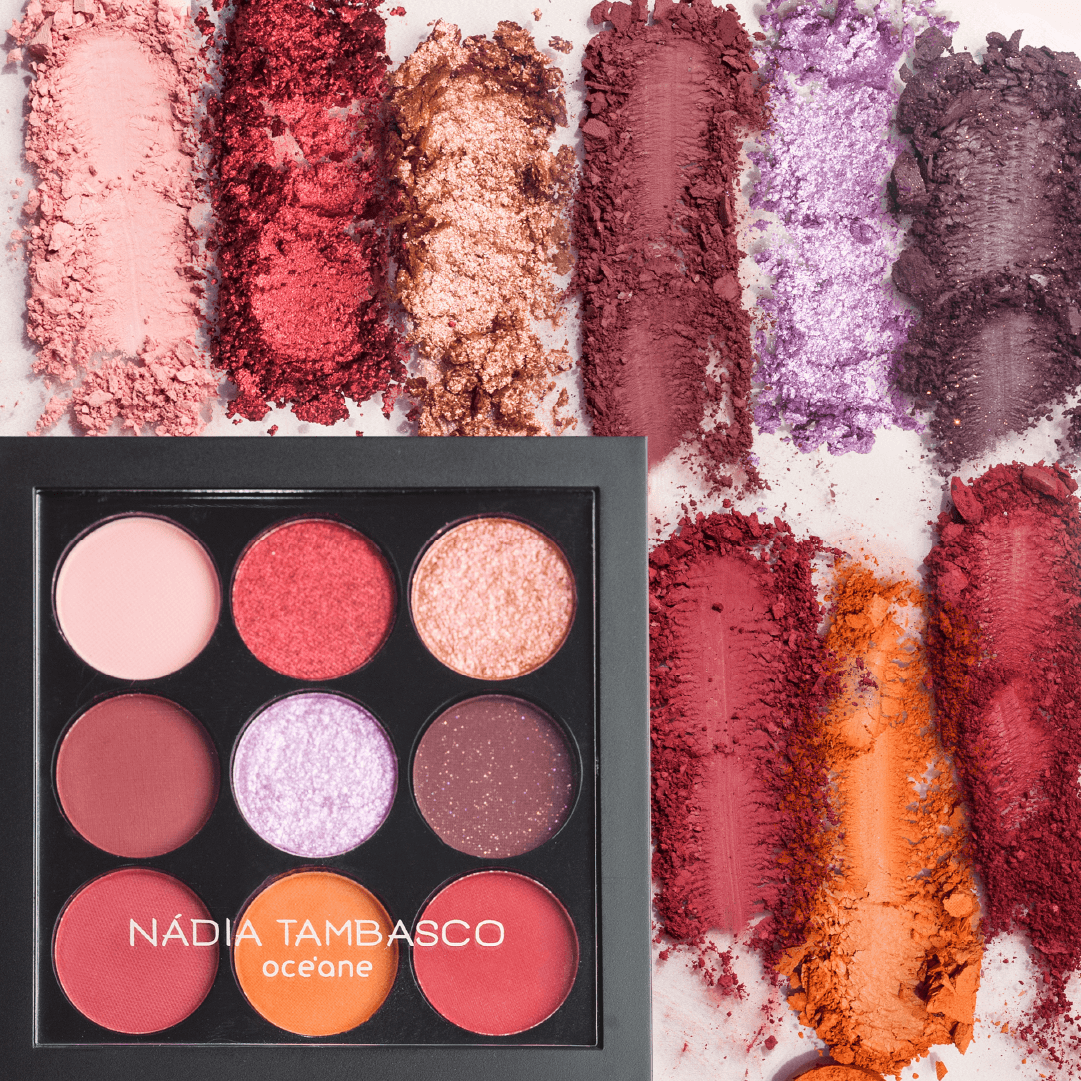 Kit Paleta de Sombras To Go Fire Revitalizador Labial Máscara de Sobrancelha Castanho Nádia Tambasco By Océane - Imagem 2