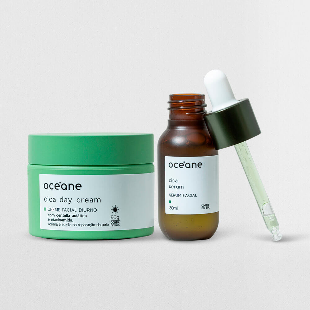 Kit Hidrata e Acalma – Sérum Facial de Cica + Creme Facial Diurno (2 Produtos)