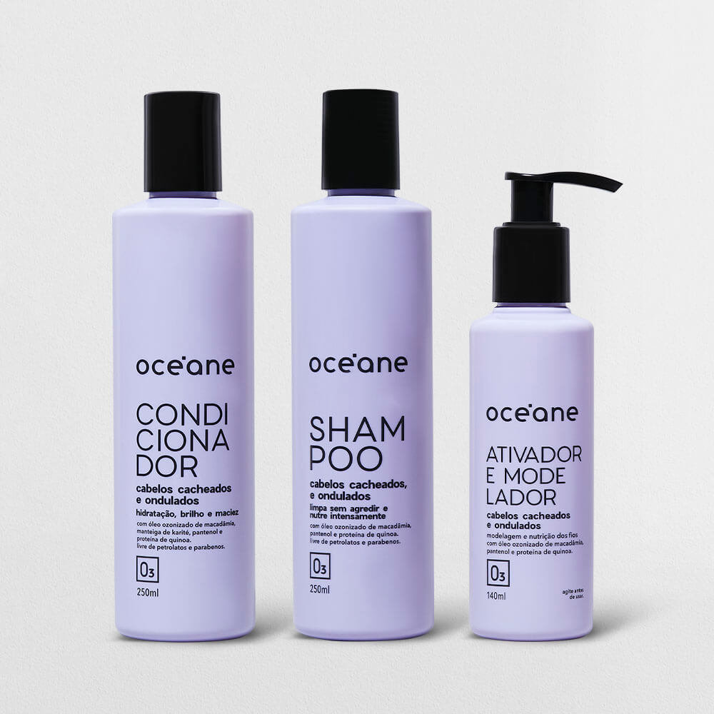 Kit Shampoo + Condicionador + Ativador e Modelador de Cachos (3 Produtos)