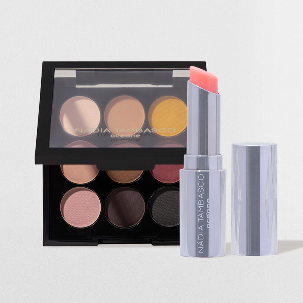 Kit Paleta de Sombras To Go Matte + Revitalizador Labial Nádia Tambasco By Océane (2 Produtos)