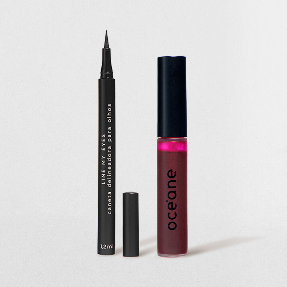 Kit Lip Tint Pink + Caneta Delineadora Preta Océane Edition (2 Produtos)