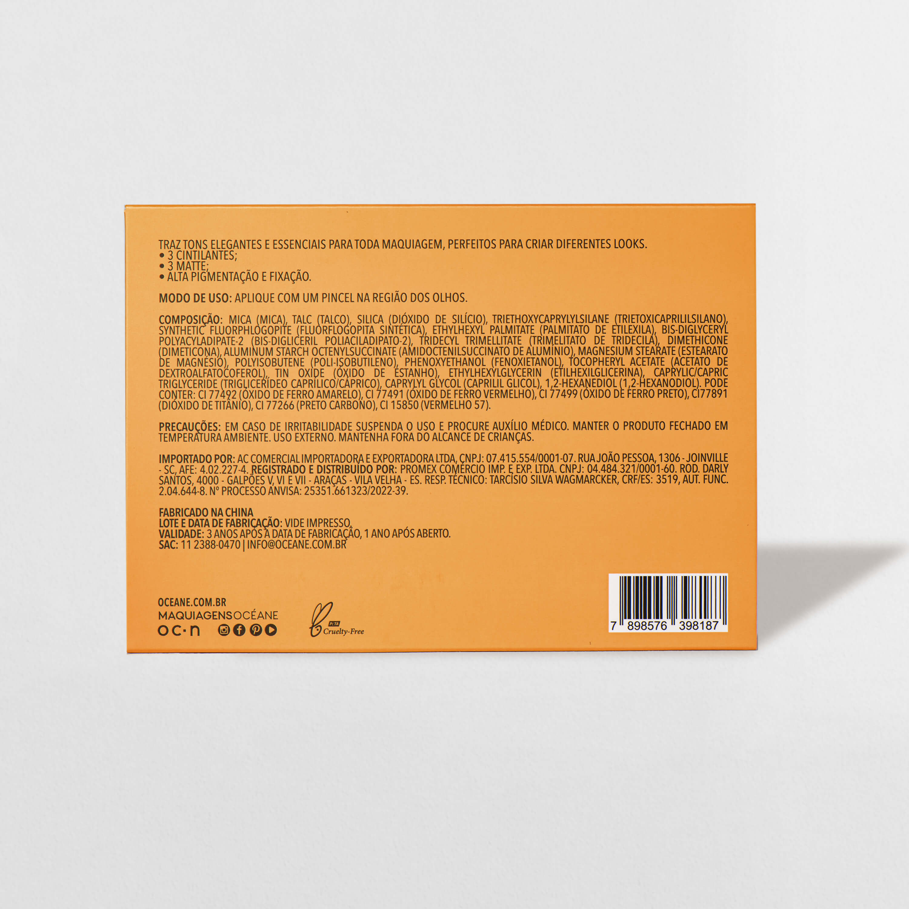 Paleta de Sombras Tons Terrosos - 6 Eyeshadow Palette Classic Océane Edition 7,8g - Imagem 8