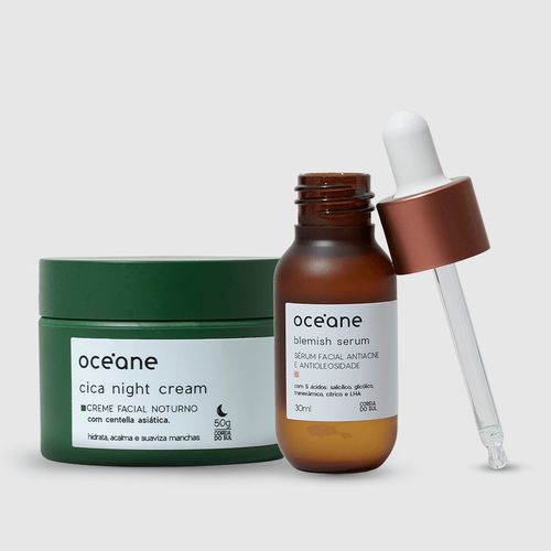 Kit Rotina Noturna Antiacne - Serum Antiacne + Creme Noturno Cica (2 Produtos)