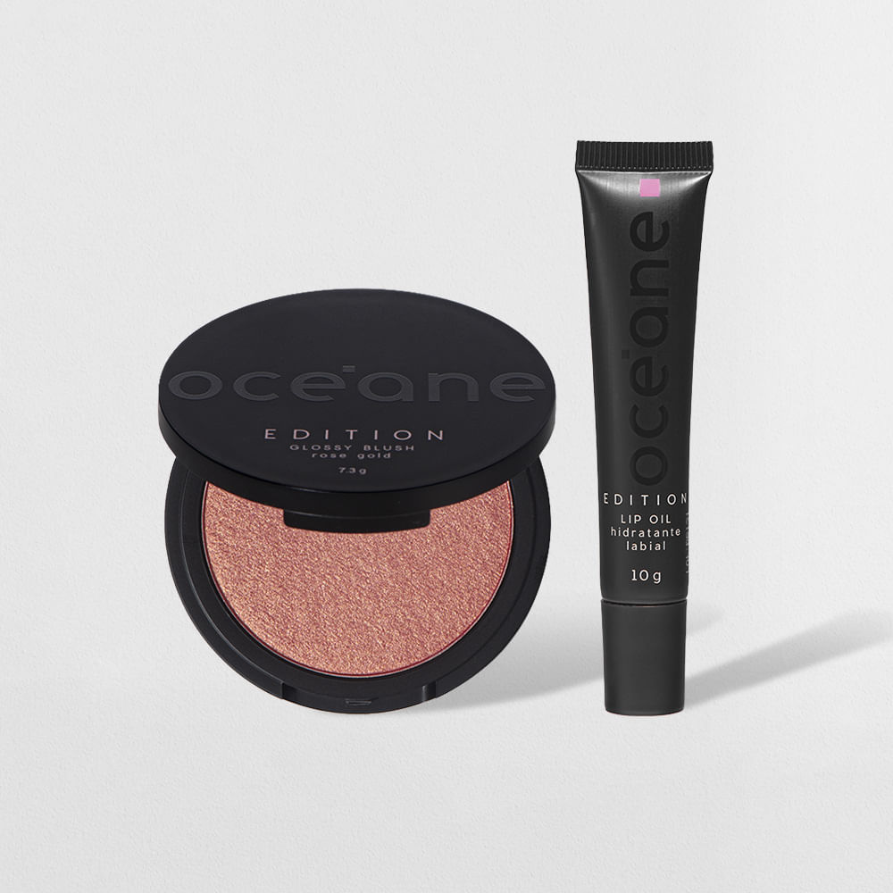 Kit Blush Cintilante Rose Gold + Lip Oil Blossom Océane Edition (2 Produtos)