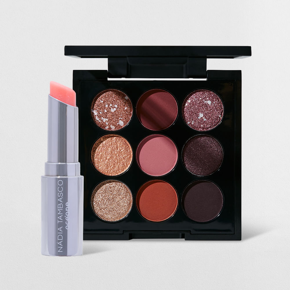 Kit Paleta de Sombras + Revitalizador Labial Rosa Nádia Tambasco By Océane (2 Produtos)