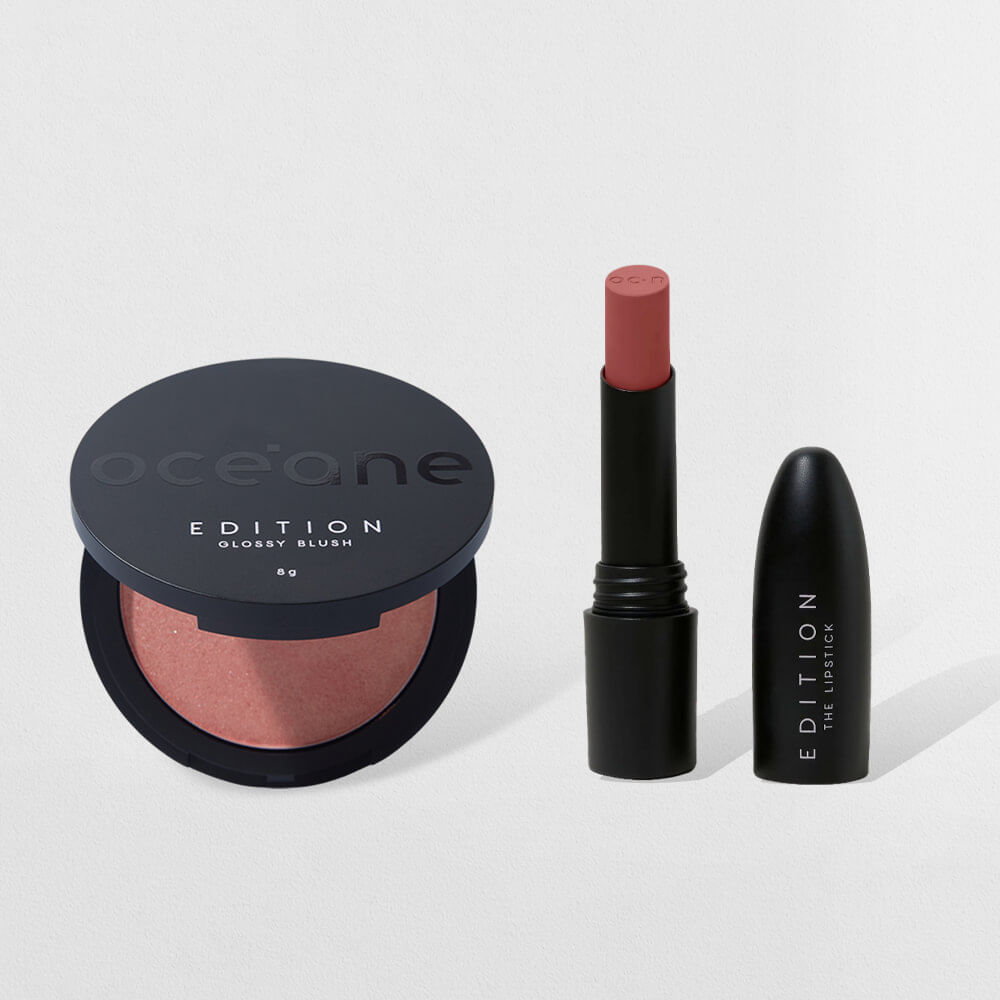 Kit Blush Cintilante Rose Pink + Batom Nude Semi Matte Sienna Océane Edition (2 Produtos)