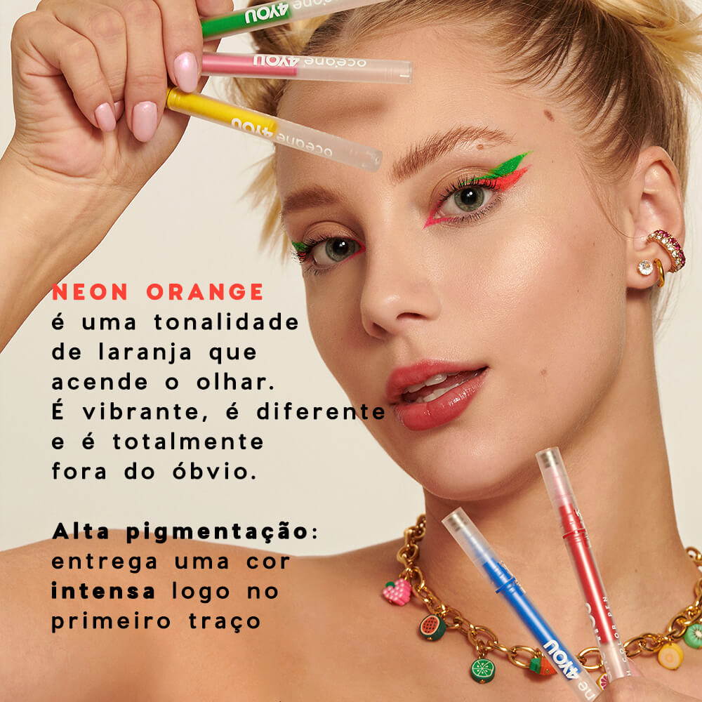 Caneta Delineadora Laranja - Flash Color Pen Neon Orange 4you 1,2ml - Imagem 4