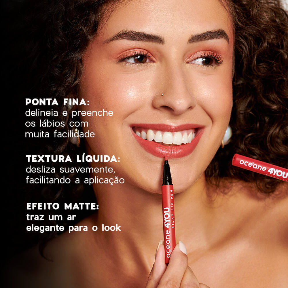 Caneta Batom Rosa - Silky Lip Pen Magenta 4you 0,6ml - Imagem 4