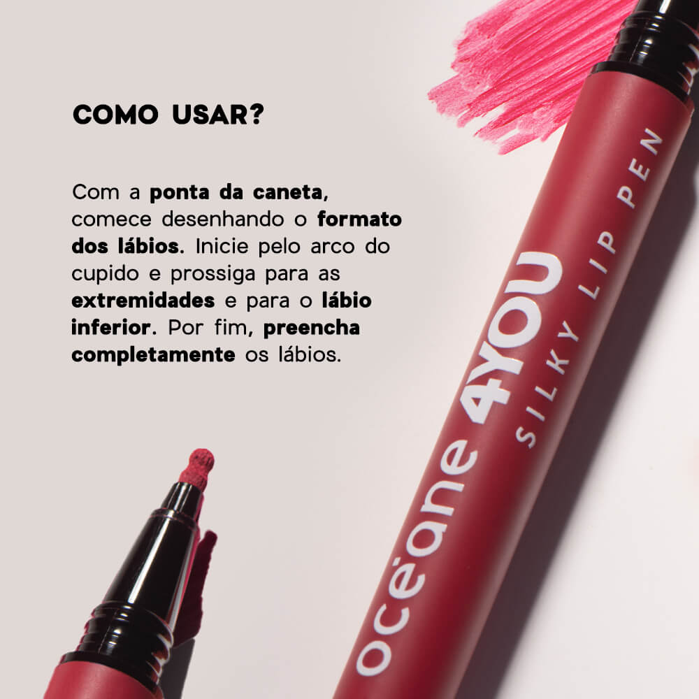 Caneta Batom Rosa - Silky Lip Pen Magenta 4you 0,6ml - Imagem 5