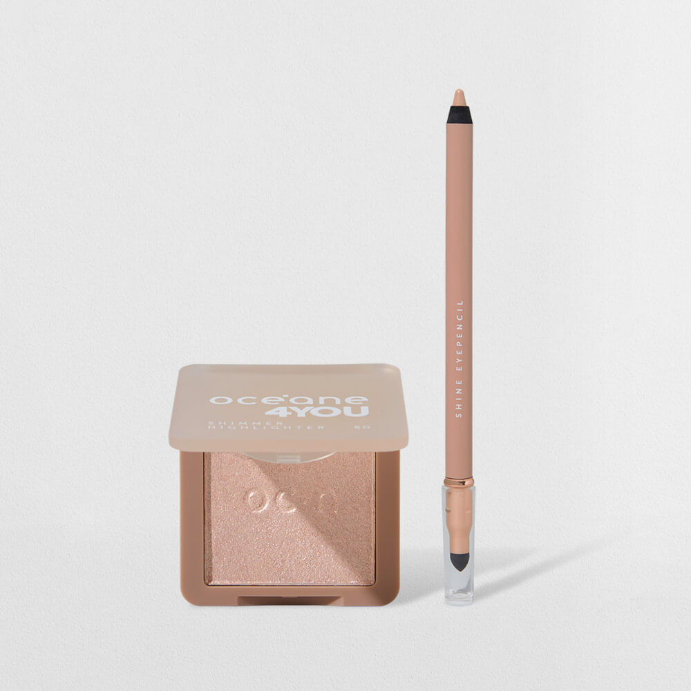 Kit Lápis para Olhos Bege + Iluminador Facial Rosado 4you (2 Produtos)