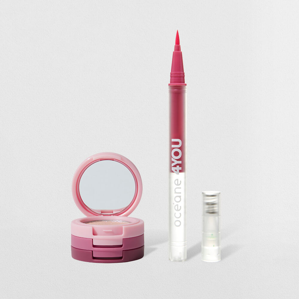 Kit Trio de Sombras + Caneta Delineadora Rosa 4you (2 Produtos)