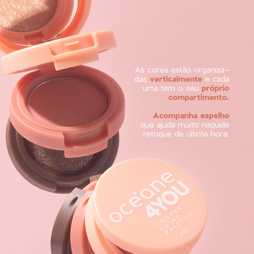 Kit Trio de Sombras Cooper Shine + Lápis para Olhos Dourado + Blush Líquido Laranja 4you (3 Produtos) - Imagem 4