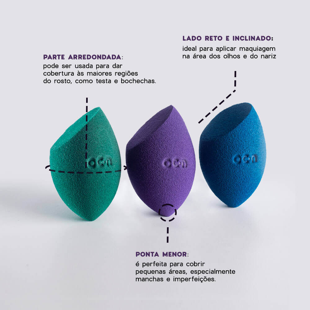Kit Esponjas de Maquiagem - Flat Blend Verde Océane Purple (10 Produtos) - Imagem 6