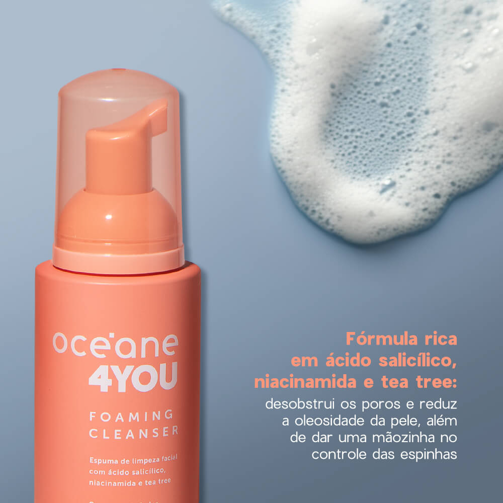Espuma de Limpeza Facial com Ácido Salicílico - Foaming Cleanser 4you 100ml - Imagem 4