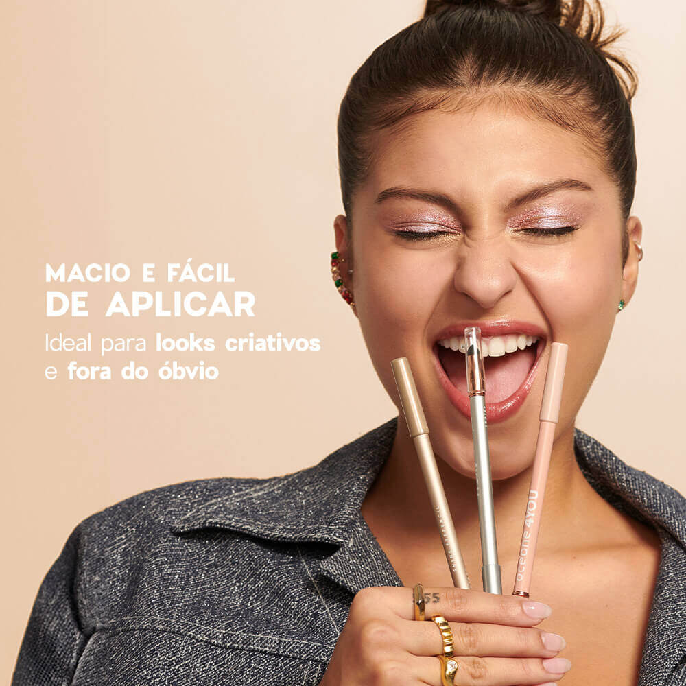 Kit Trio de Sombras Cooper Shine + Lápis para Olhos Dourado + Nécessaire Neoprene Laranja 4you (3 Produtos) - Imagem 3