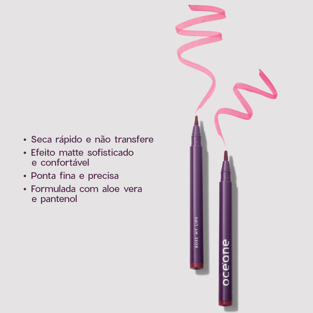 Caneta Batom Rose - Tinted Pen Rose My Lips Océane Purple 1,2ml - Imagem 5