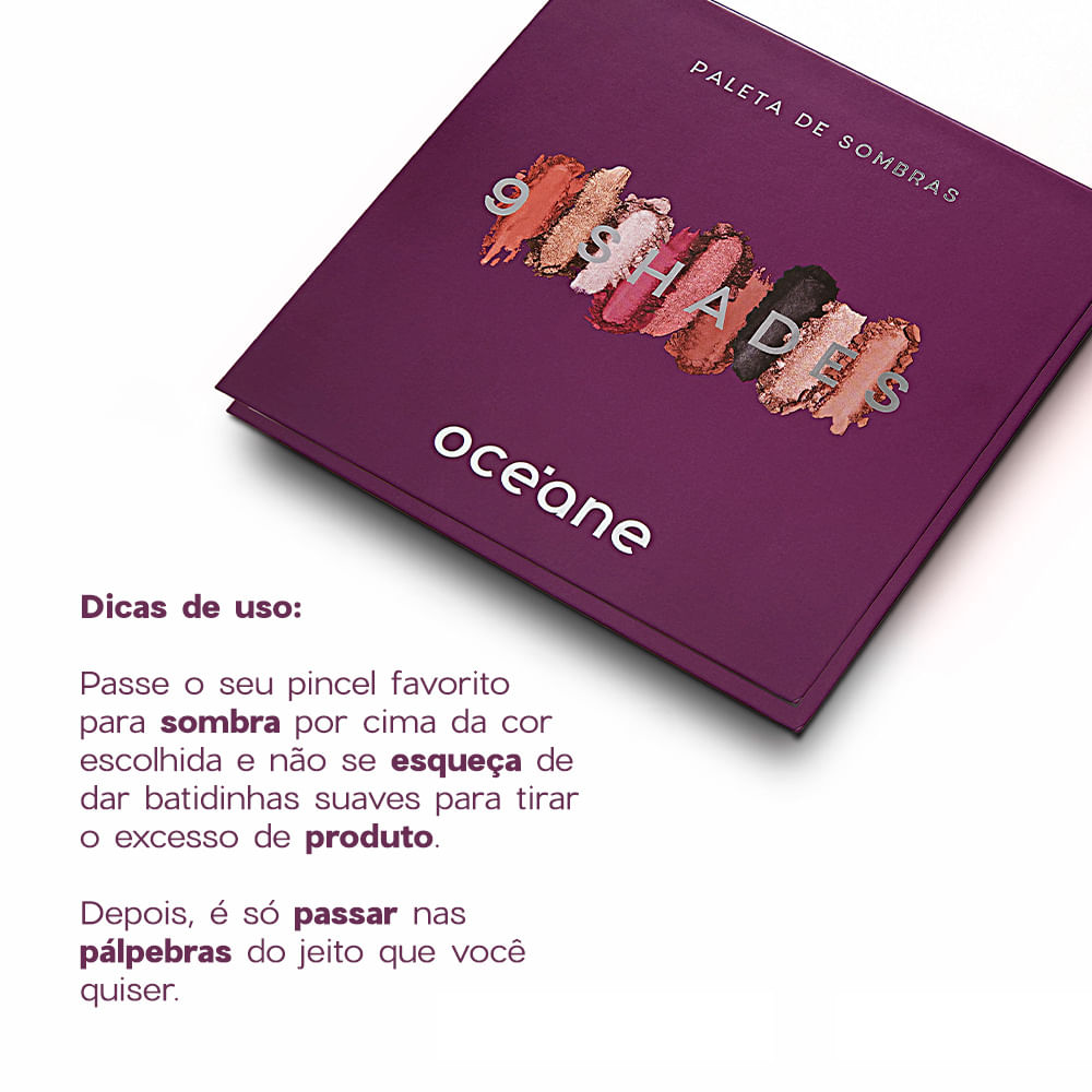 Kit Paleta de Sombras 9 Shades + Flat Blend Roxa Océane Purple (2 Produtos) - Imagem 6