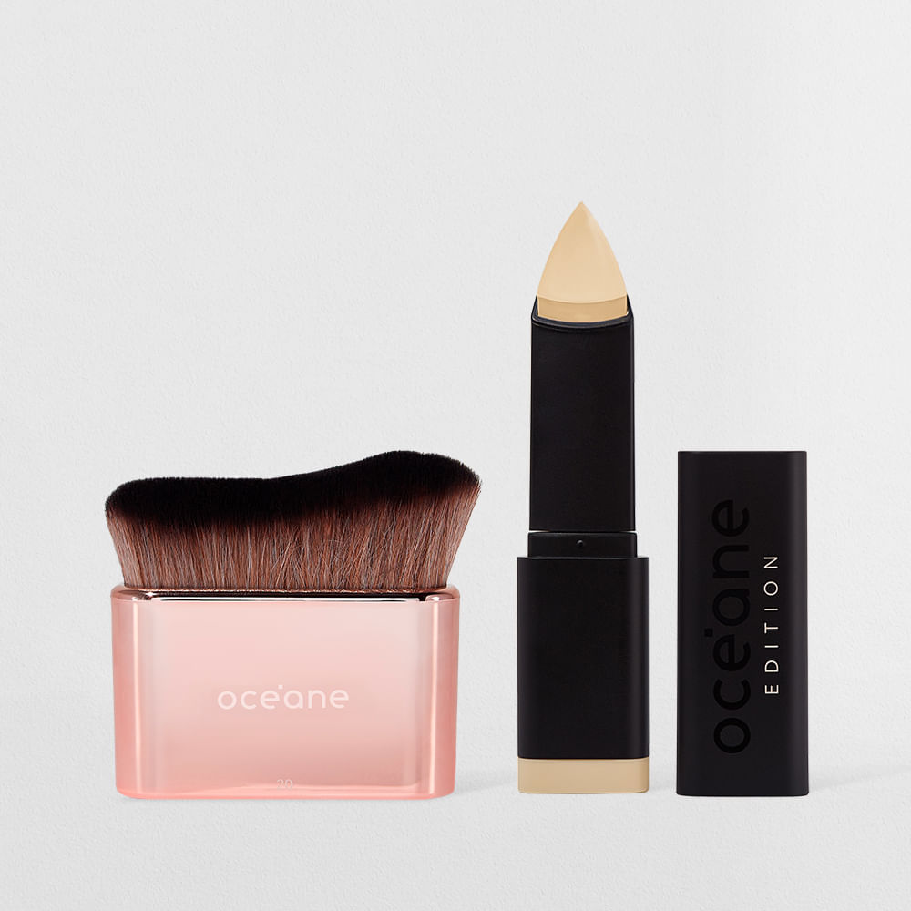 Kit Base em Bastão Ivory + Pincel de Maquiagem Multifuncional (2 Produtos)