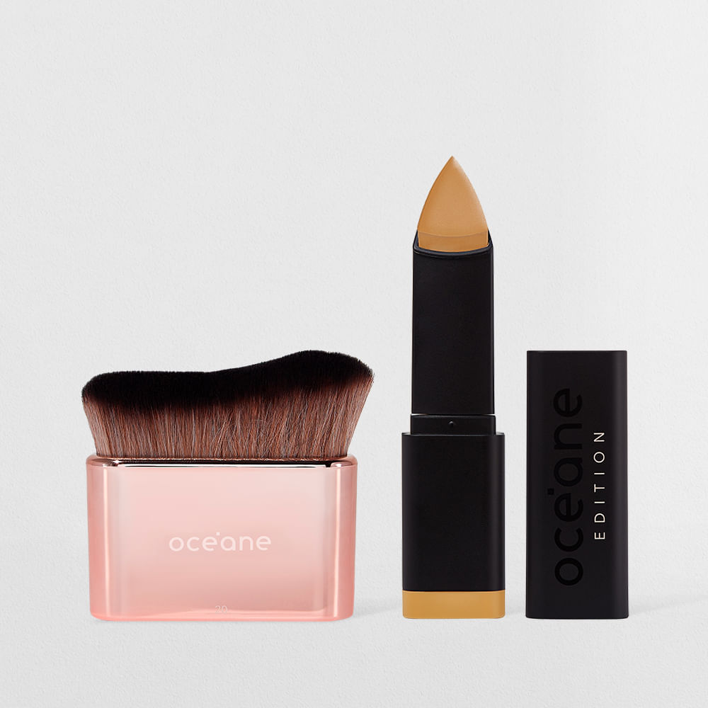 Kit Base em Bastão Honey + Pincel de Maquiagem Multifuncional (2 Produtos)