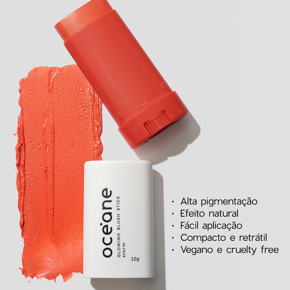 Blush em Bastão Laranja - Glowing Blush Stick Storm Océane Limited 12g - Imagem 3