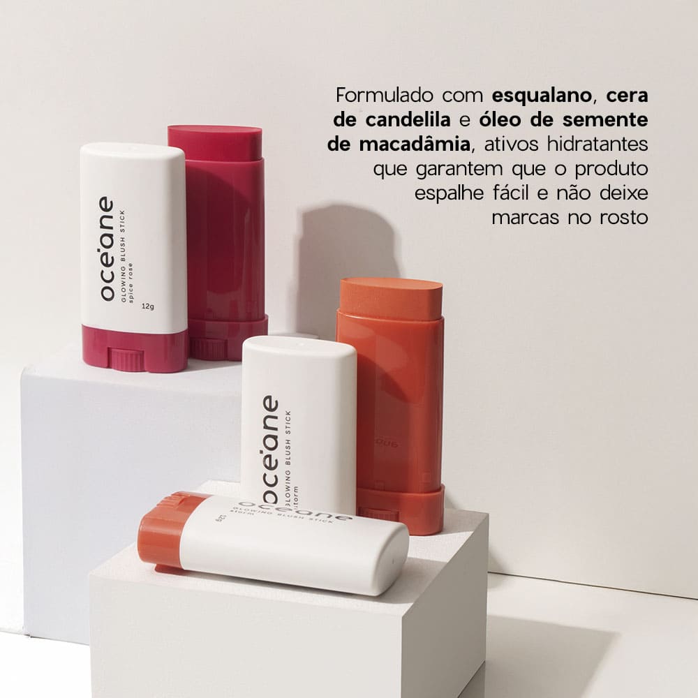 Blush em Bastão Rosa - Glowing Blush Stick Spice Pink Océane Limited 12g - Imagem 6