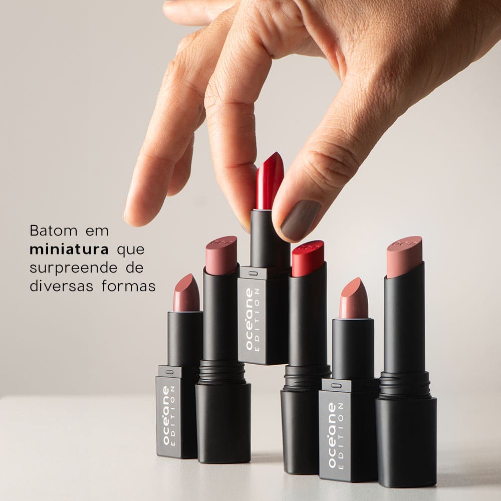Kit Mini Batom Vermelho + Mini Blush Cremoso + Lápis de Contorno Labial Océane Edition (3 Produtos) - Imagem 2