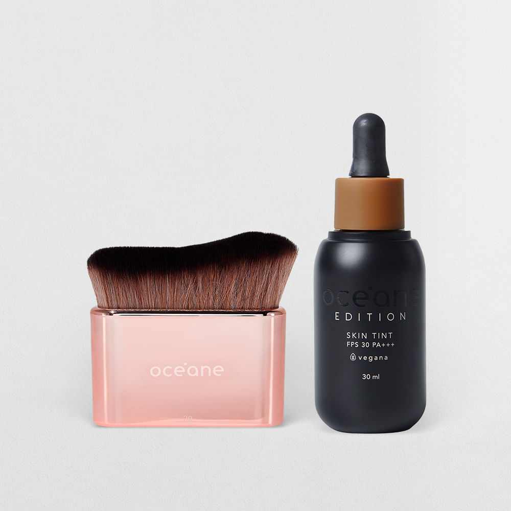 Kit Base Fluida 400m + Pincel de Maquiagem Multifuncional (2 Produtos)