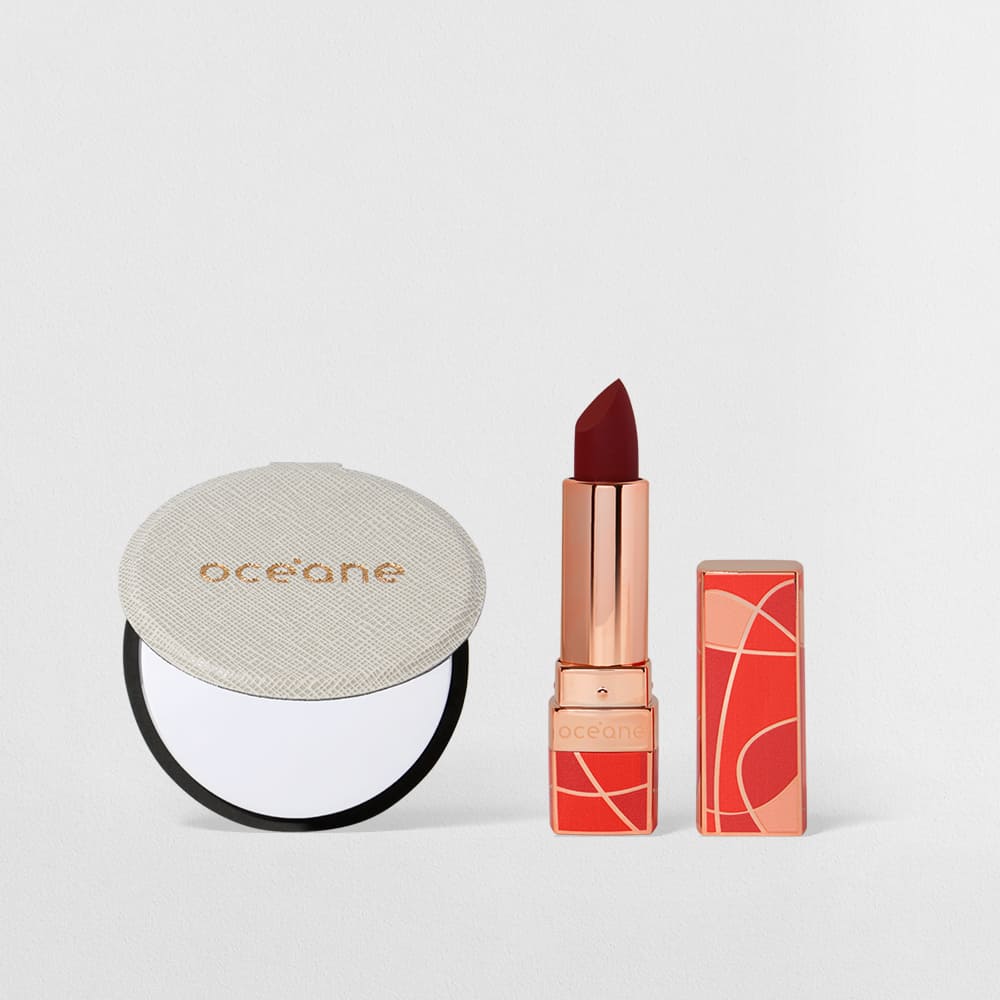Kit Espelho Compacto + Batom Vinho Capri (2 Produtos)