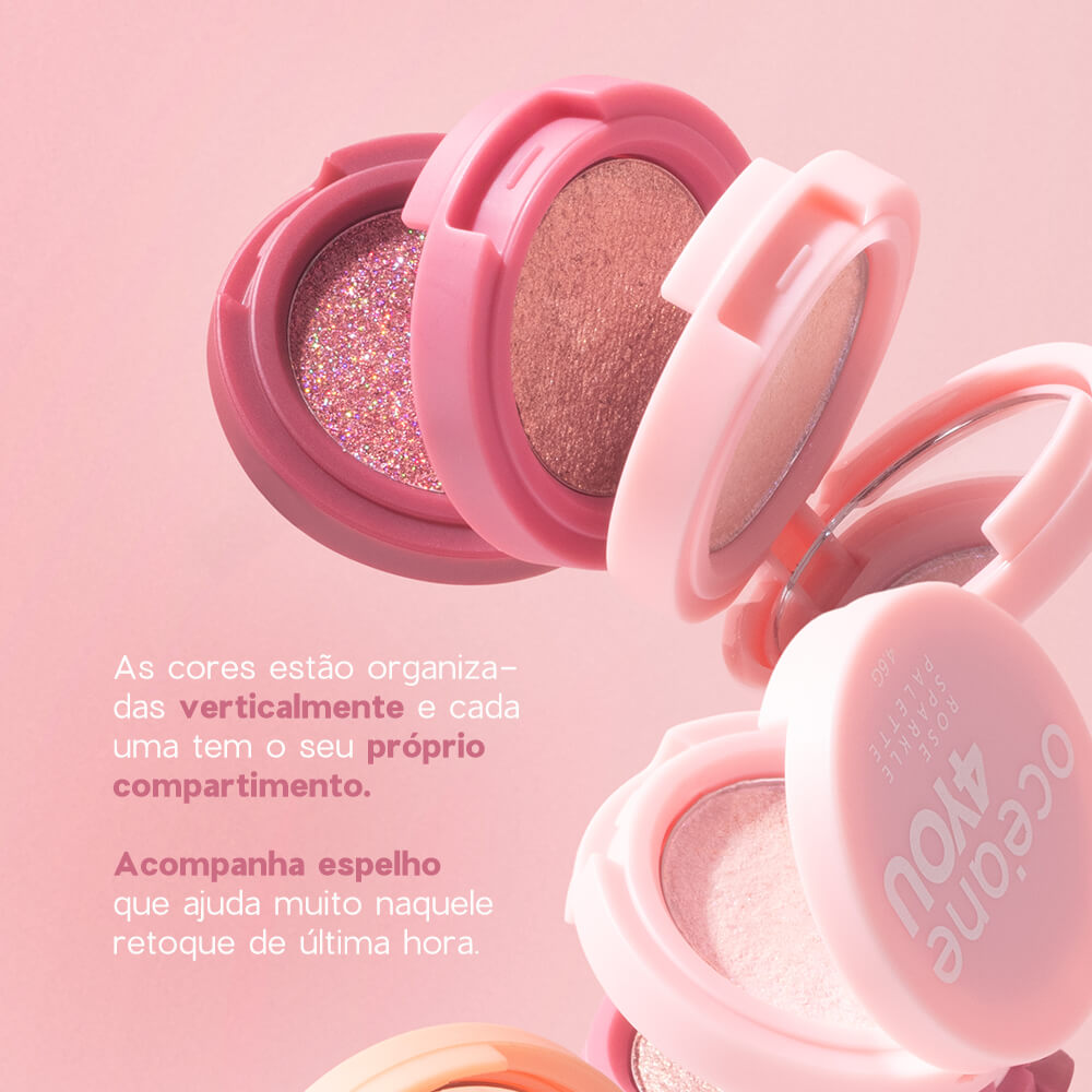 Trio de Sombras - Rose Sparkle Palette 4you 4,6g - Imagem 4