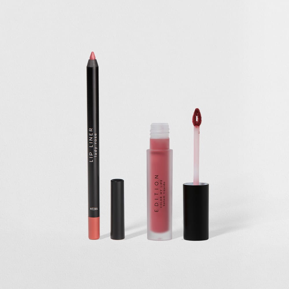 Kit Batom Líquido Rosa + Lápis Labial Rosa Océane Edition (2 Produtos)