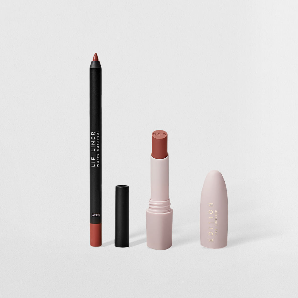 Kit Batom Nude + Lápis Labial Marrom Océane Edition (2 Produtos)