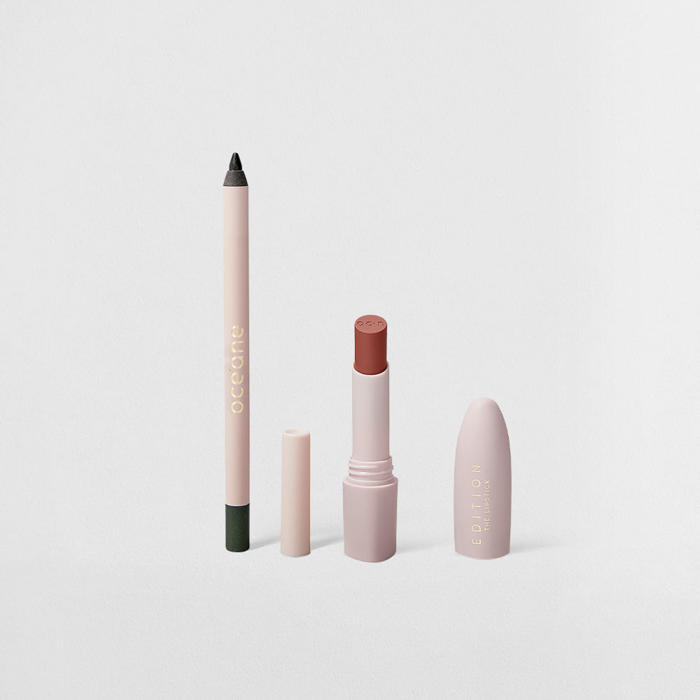 Kit Lápis para Olhos Verde + Batom Nude Océane Edition (2 Produtos)