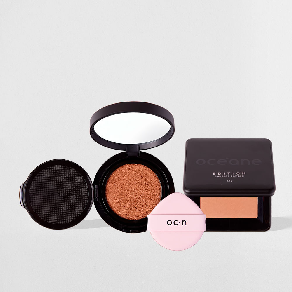 Kit Base Líquida Cushion 60 + Pó Compacto Dark Honey Océane Edition (2 Produtos)