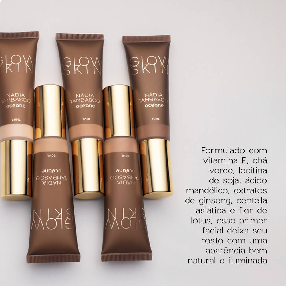 Kit Primer Iluminador Glow Skin Medium + Pincel Ocn20 (2 Produtos) - Imagem 4