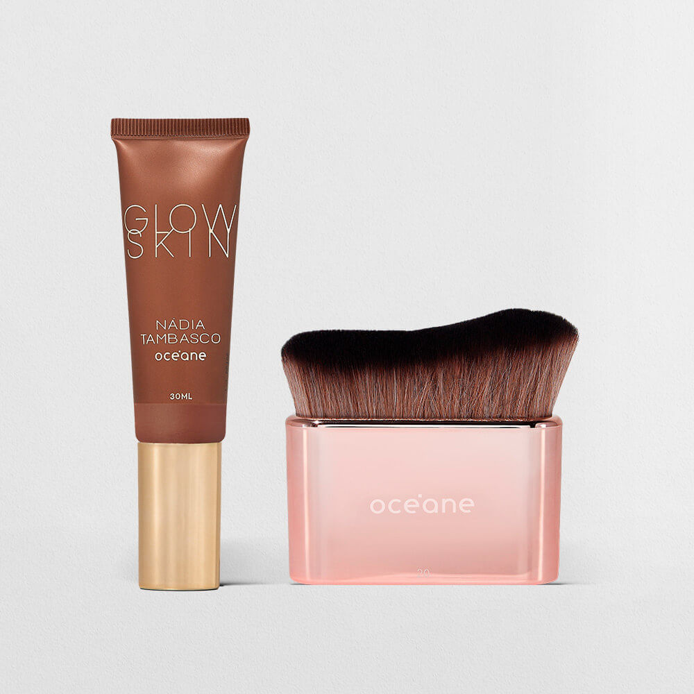 Kit Primer Iluminador Glow Skin Deep + Pincel Ocn20 (2 Produtos)