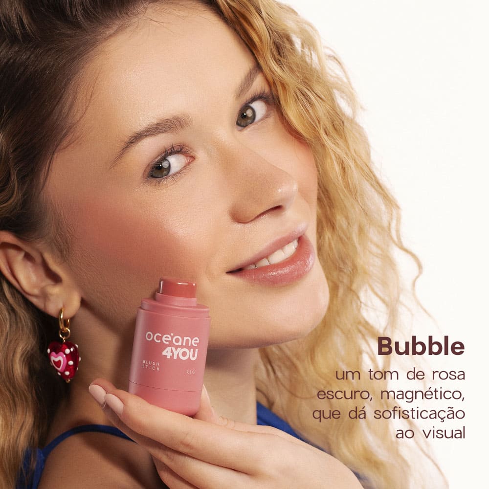Blush em Bastão Rosa Queimado - Blush Stick Bubble 4you - Imagem 6
