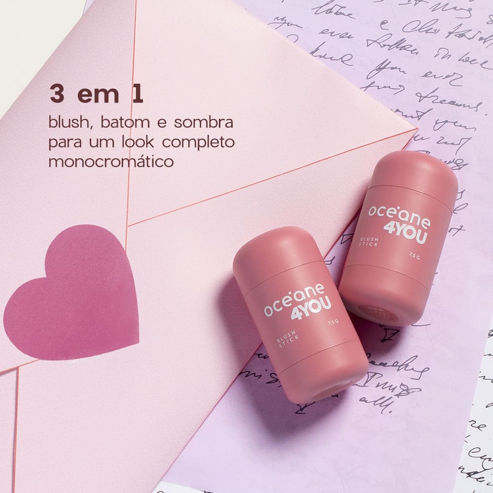 Blush em Bastão Rosa - Blush Stick Love Letter 4you - Imagem 4