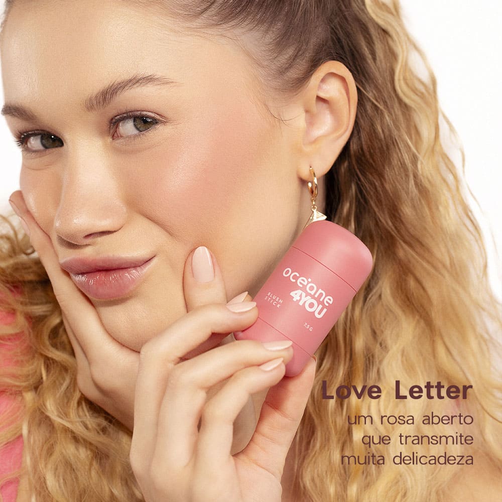 Blush em Bastão Rosa - Blush Stick Love Letter 4you - Imagem 6