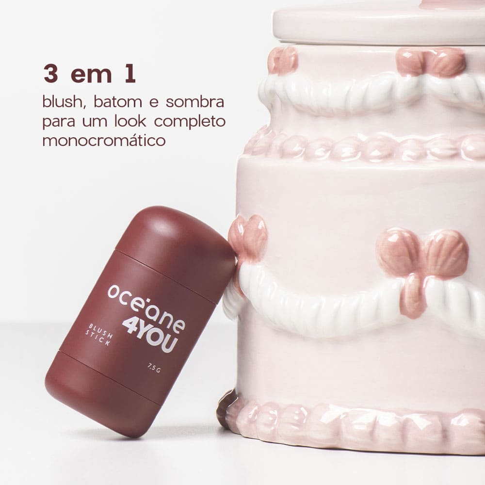 Blush em Bastão Vinho - Blush Stick Cake 4you - Imagem 4