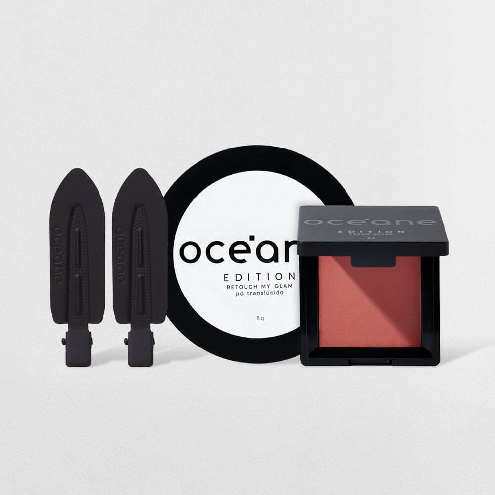 Kit Make Suave – Blush Cremoso + Pó Compacto + Presilha Océane Edition (3 Produtos)